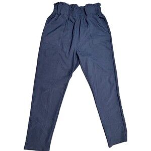 Grace Karin Size M Pants Womens Blue High Rise Casual Paper Bag Waist